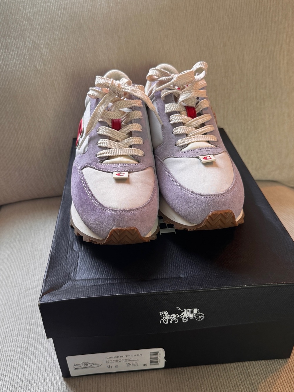 Coach Lavender and White C Logo Runner Sneakers - Picture 4 of 8